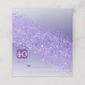 40e verjaardagsfeest Paarse Glitter Place Card Plaatskaartje (Buitenkant ongevouwen)