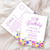 40e verjaardagsfeest Paarse wilde bloemen betaalba Uitnodiging Briefkaart
