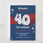 40e Verjaardagsfeest Patriottisch Rood Wit Blauw S Kaart (Voorkant)