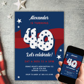 40e Verjaardagsfeest Patriottisch Rood Wit Blauw S Kaart