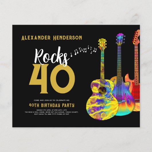 40e Verjaardagsfeest Rockstar Budget Flyer (Voorkant)