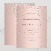 40e verjaardagsfeest roos gouden diamant kaart (Voorkant / Achterkant)