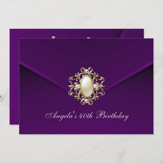 40e verjaardagsfeest Royal donkerpruim fluweel par Kaart (Voorkant / Achterkant)