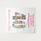 40e verjaardagsfeest Roze fotocollage achtergrond Wandkleed (Voorkant (horizontaal))