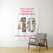 40e verjaardagsfeest Roze fotocollage achtergrond Wandkleed (In situ)