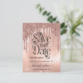 40e Verjaardagsfeest Roze Goud Save The Date   Briefkaart (Staand voorkant)