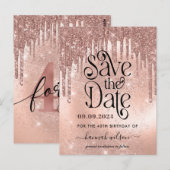 40e Verjaardagsfeest Roze Goud Save The Date   Briefkaart (Voorkant / Achterkant)
