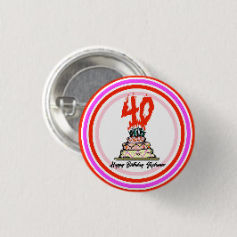 40e verjaardagsfeest - taart in brand ronde button 3,2 cm