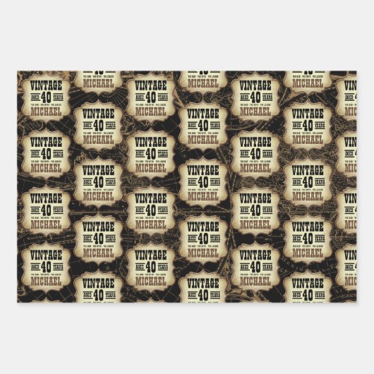 40e Verjaardagsfeest thema aangepaste naam Inpakpapier Vel (Voorkant 3)