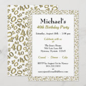 40e verjaardagsfeest thema - Goud en wit patroon Kaart (Voorkant / Achterkant)
