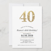 40E VERJAARDAGSFEEST UITNODIGEN moderne gouden gli Kaart (Voorkant)