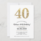 40E VERJAARDAGSFEEST UITNODIGEN moderne gouden gli Kaart (Voorkant)