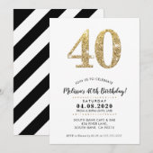 40E VERJAARDAGSFEEST UITNODIGEN moderne gouden gli Kaart (Voorkant / Achterkant)