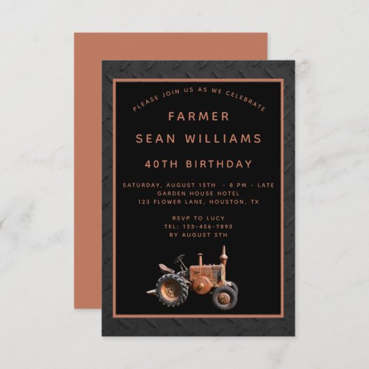 40e verjaardagsfeest van de  boer kaart (Voorkant / Achterkant)