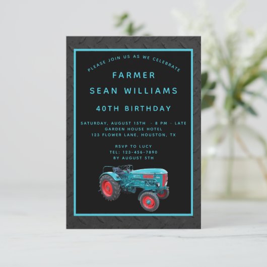 40e verjaardagsfeest van de  boer kaart (Staand voorkant)