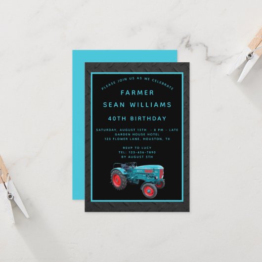 40e verjaardagsfeest van de  boer kaart (Voorkant / Achterkant in situ)