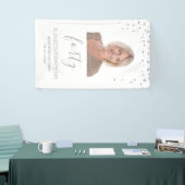 40e Verjaardagsfeest Wit Zilver Confetti Foto Spandoek (Beurs)