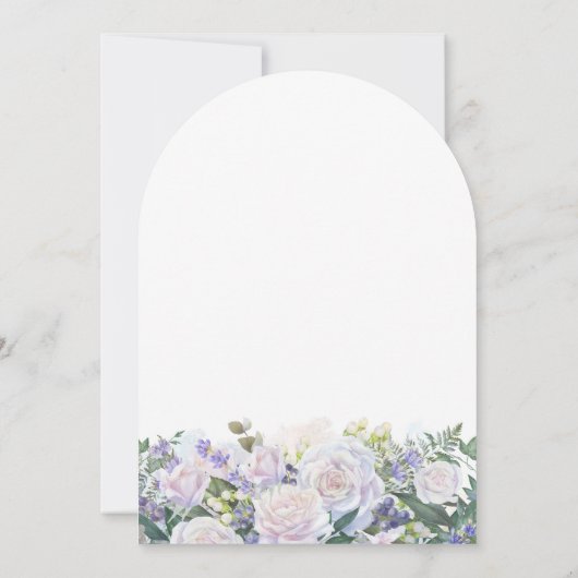 40e Verjaardagsfeest Witte Roos Blauwe Bloemen Kaart (Achterkant)