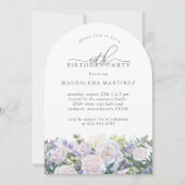 40e Verjaardagsfeest Witte Roos Blauwe Bloemen Kaart (Voorkant)