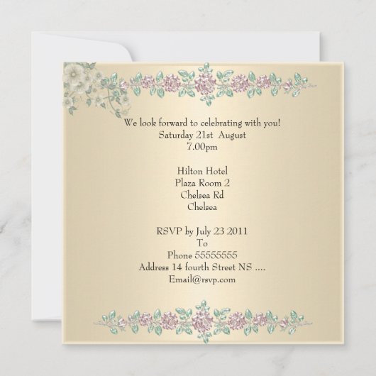 40e Verjaardagsfeest Zachte Crème Bloemen 2 Kaart (Achterkant)