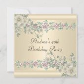 40e Verjaardagsfeest Zachte Crème Bloemen 2 Kaart (Voorkant)