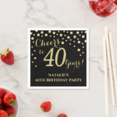 40e verjaardagsfeest zwart en goud diamanten serve servet (Insitu)