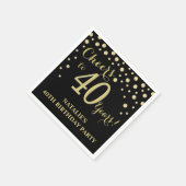 40e verjaardagsfeest zwart en goud diamanten serve servet (Hoek)