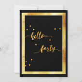 40e verjaardagsfeest zwart goud hallo veertig scri kaart (Voorkant)