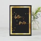 40e verjaardagsfeest zwart goud hallo veertig scri kaart (Staand voorkant)