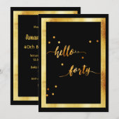 40e verjaardagsfeest zwart goud hallo veertig scri kaart (Voorkant / Achterkant)