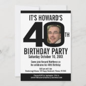 40e verjaardagsfeest zwart wit foto kaart (Voorkant)