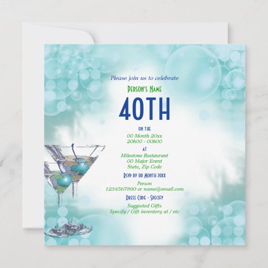 40e verjaardagsfeestdag hoofdartikel CUSTOMIZE Kaart (Achterkant)