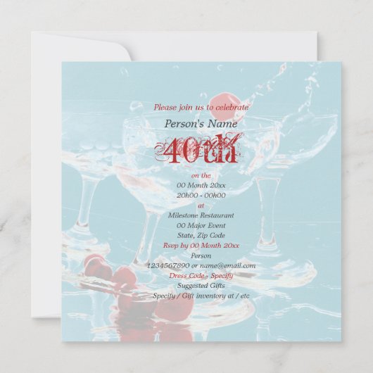 40e verjaardagsfeestdag hoofdartikel CUSTOMIZE Kaart (Achterkant)