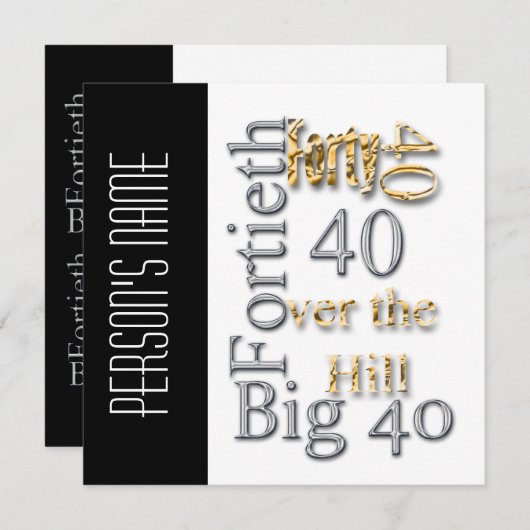 40e verjaardagsfeestdag hoofdartikel CUSTOMIZE Kaart (Voorkant / Achterkant)