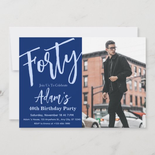 40e verjaardagsfeestfoto kaart (Voorkant)