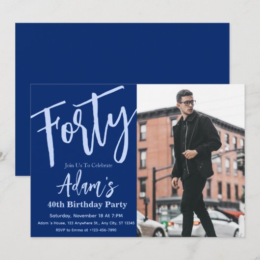 40e verjaardagsfeestfoto kaart (Voorkant / Achterkant)