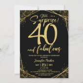 40e verjaardagsfeestje 40 Fabulous Zwart Goud Glit Kaart (Voorkant)