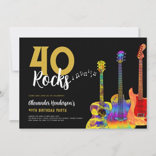 40e verjaardagsfeestje 40 Rocks gitaar Kaart (Voorkant)
