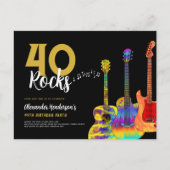 40e verjaardagsfeestje 40 Rocks gitaar Uitnodiging Briefkaart (Voorkant)