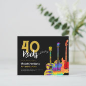 40e verjaardagsfeestje 40 Rocks gitaar Uitnodiging Briefkaart (Staand voorkant)