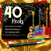 40e verjaardagsfeestje 40 Rocks Gold Glitter Folie Uitnodiging Briefkaart