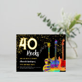 40e verjaardagsfeestje 40 Rocks Gold Glitter Folie Uitnodiging Briefkaart (Staand Voorkant)