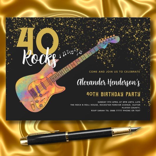40e verjaardagsfeestje 40 Rocks Gold Glitter Kaart
