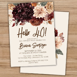 40e verjaardagsfeestje bruin beige ivoren bloemen kaart