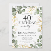40e verjaardagsfeestje eucalyptus Waterverf Kaart (Voorkant)