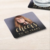 40e verjaardagsfeestje foto proost kartonnen onderzetters (Schuin)