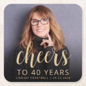 40e verjaardagsfeestje foto proost kartonnen onderzetters (Voorkant)