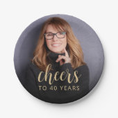 40e verjaardagsfeestje foto proost papieren bordje (Voorkant)
