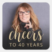 40e verjaardagsfeestje foto proost vierkante sticker (Voorkant)