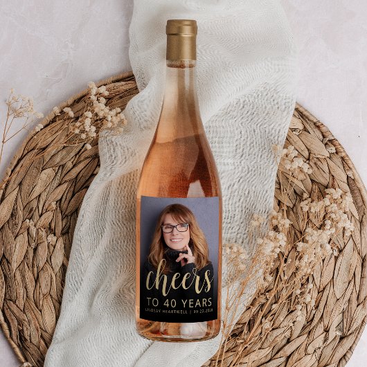 40e verjaardagsfeestje foto proost wijn etiket
